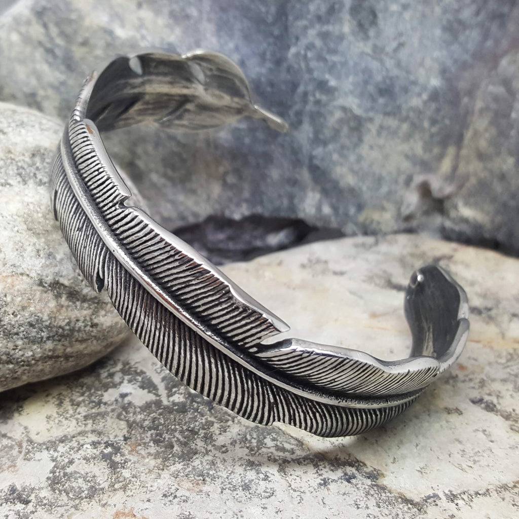 Maxi Feather Stainless Steel Bracelet