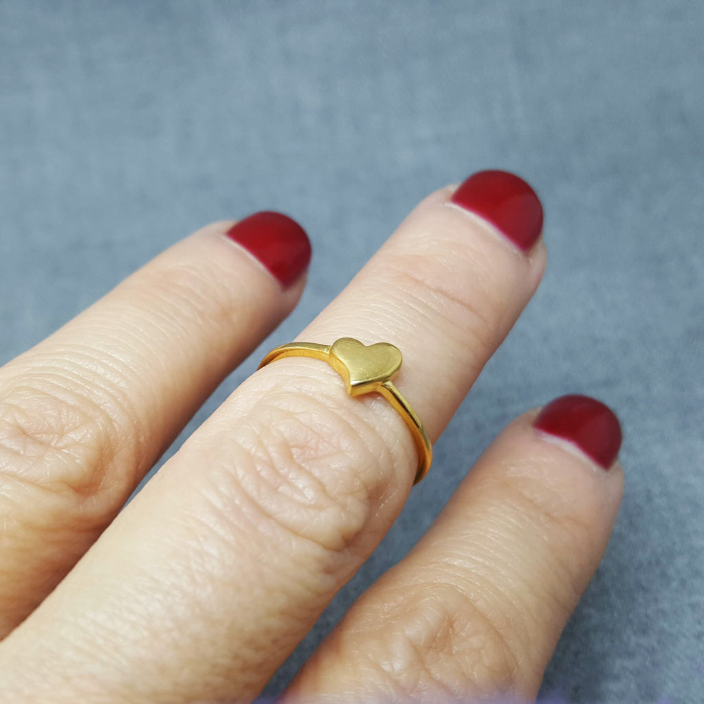 Mini Heart Gold Ring - 18CT Gold Plated on Sterling Silver ...
