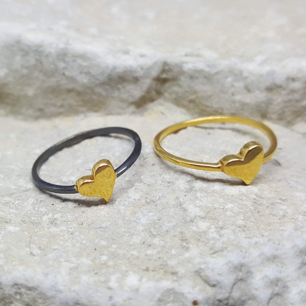 Mini Heart Gold Ring - 18CT Gold Plated on Sterling Silver ...